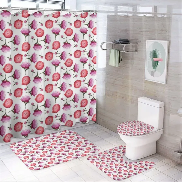 Pink and Violet Peonies on a shower curtain