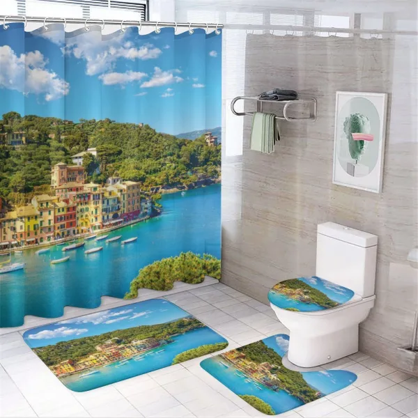 Portofino Panoramic View on a shower curtain
