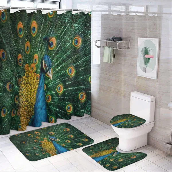Portrait of the Peacock on a shower curtain
