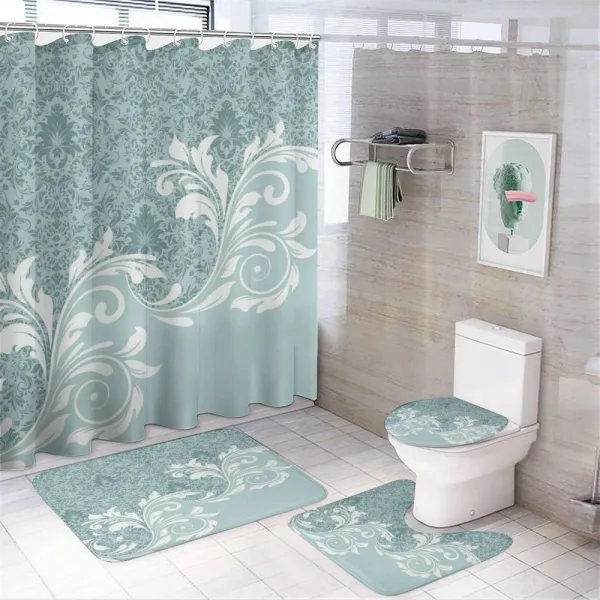 Retro Floral Ivy Swirls on a shower curtain