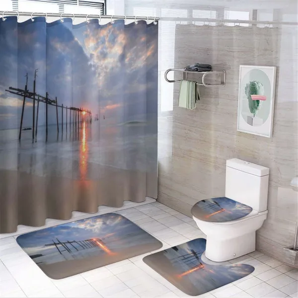 Sunset Ocean Romance on a shower curtain