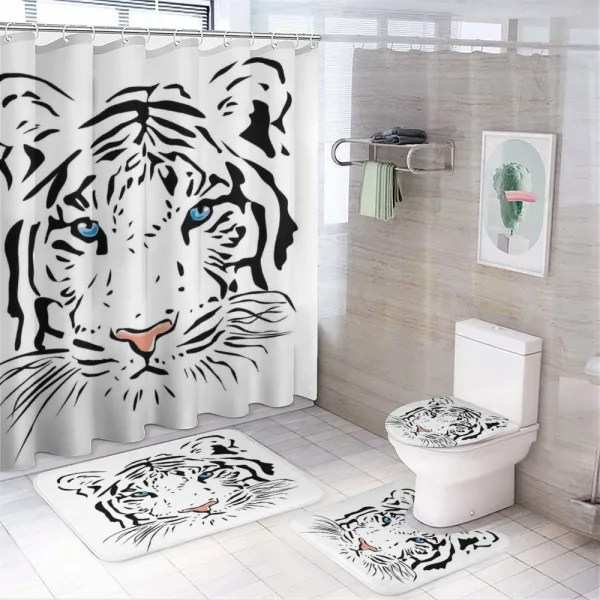 Tiger Ocean Blue Eyes on a shower curtain
