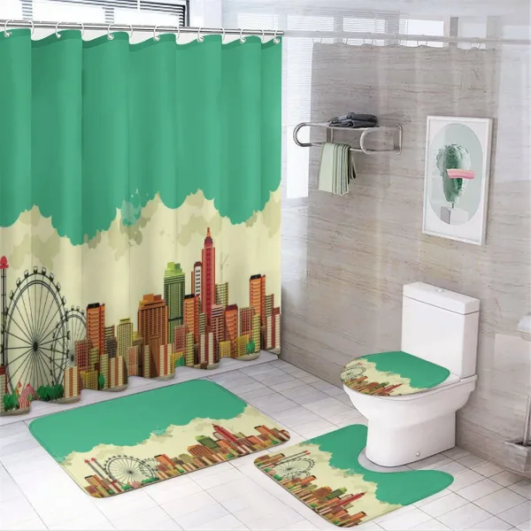 Vintage Metropolis on a shower curtain