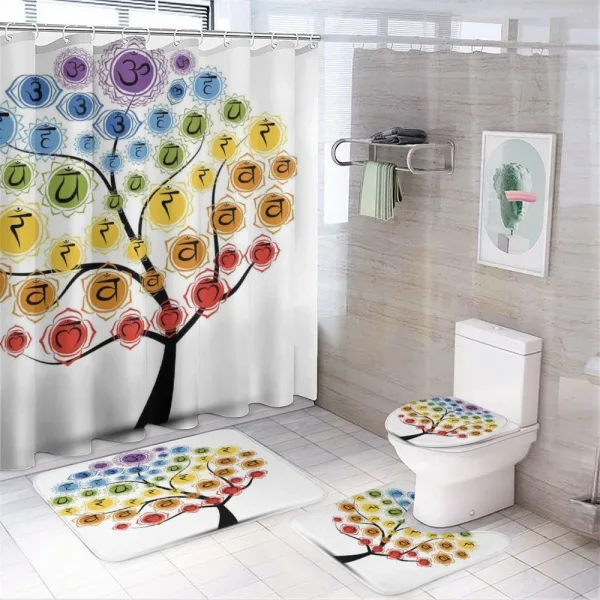 Yoga Tree with Chakras on a shower curtain