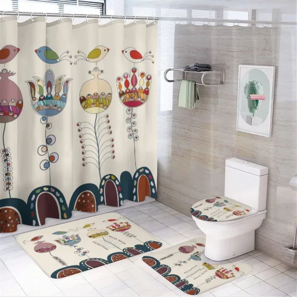 Birds Flowers on a shower curtain