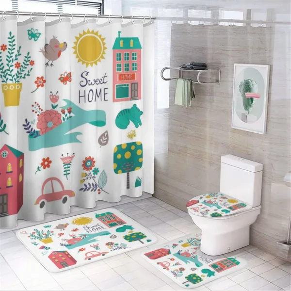 Cartoon on a shower curtain