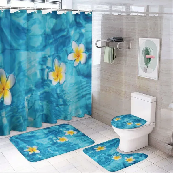 Frangipani Flower Aqua on a shower curtain