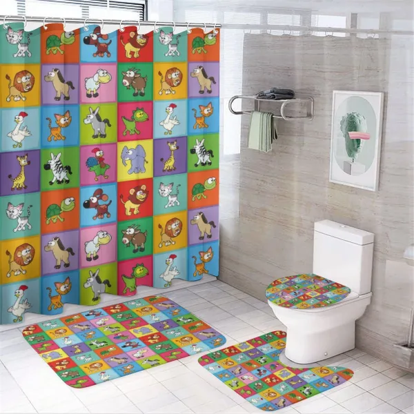 Funny Young Animals on a shower curtain