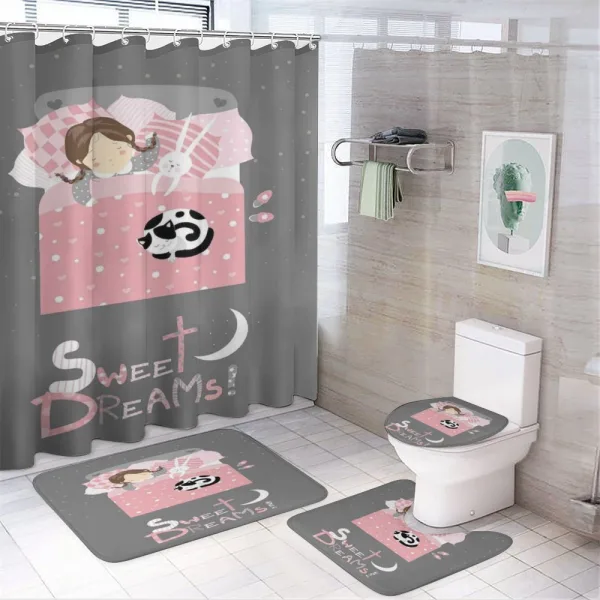 Girl with a Bunny on a shower curtain
