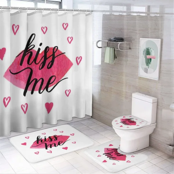 Grunge Hearts Lipstick on a shower curtain