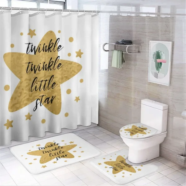 Grungy Style Retro Lettering on a shower curtain