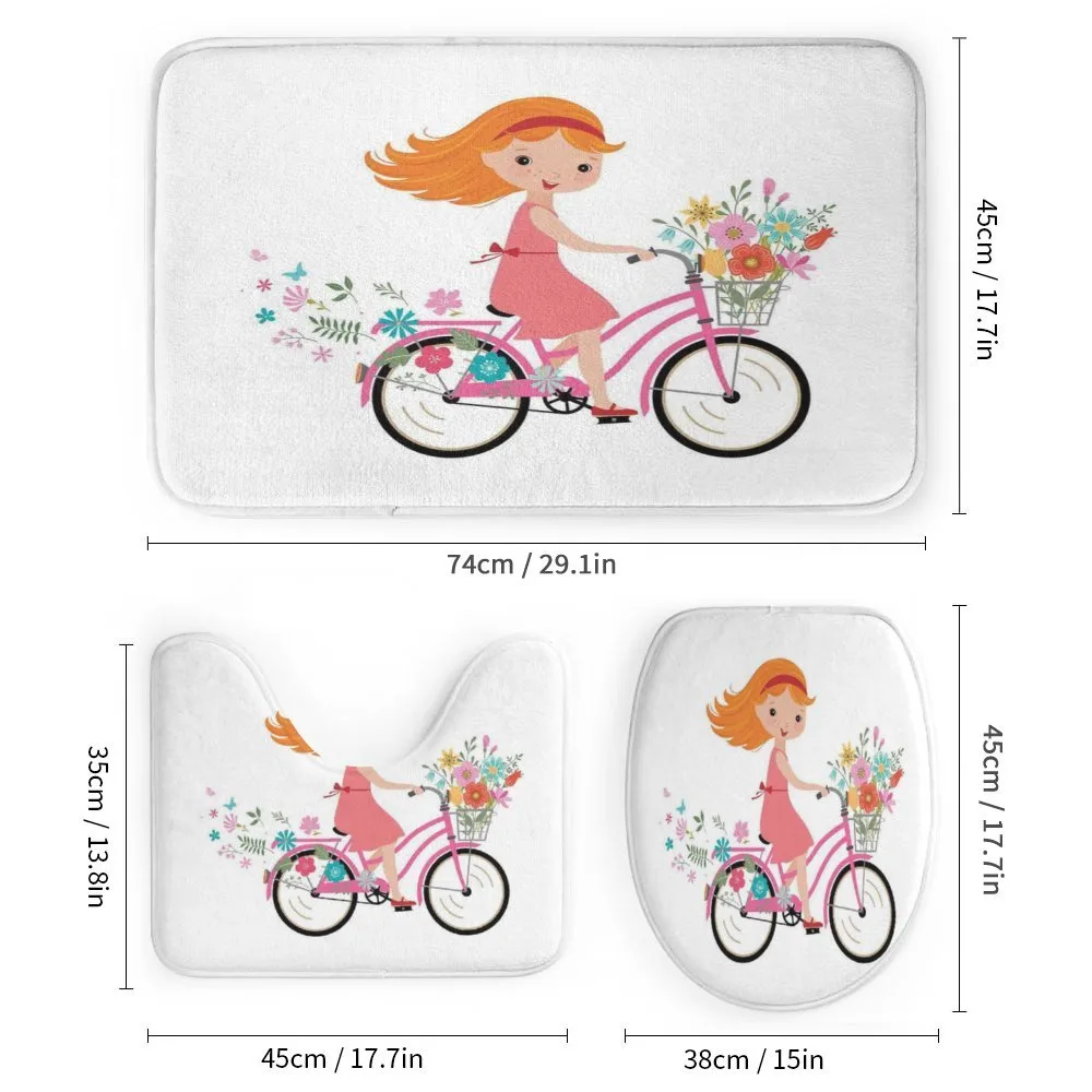 Happy Girl on Bike Flowers — Detail 1