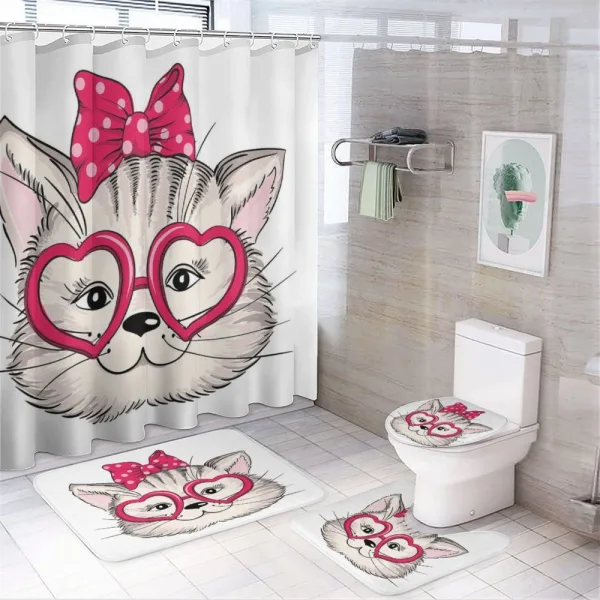 Heart Shape Glasses Bow on a shower curtain