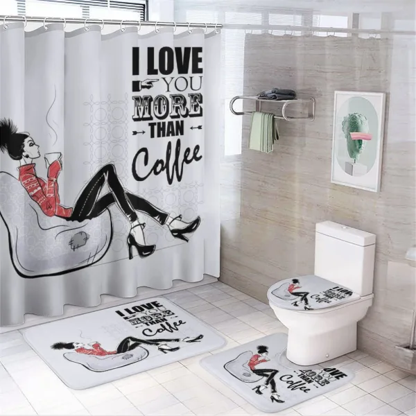 I Love You More than Coffee on a shower curtain