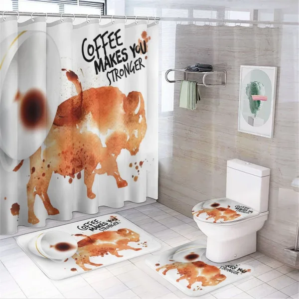 Inverted Cup Bull on a shower curtain