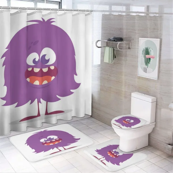 Monster Silly Face Cartoon on a shower curtain