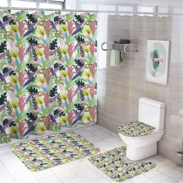 Monstera Leaves Graphic on a shower curtain