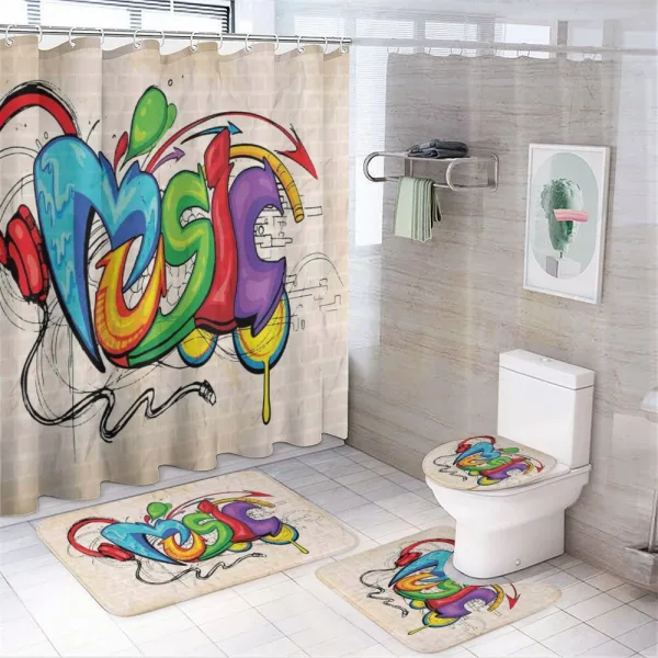 Music Graffiti Hip Hop on a shower curtain