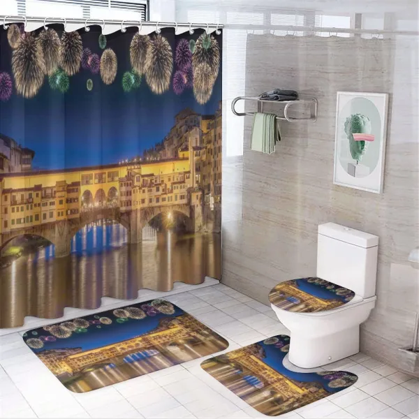 Night Panoramic View on a shower curtain