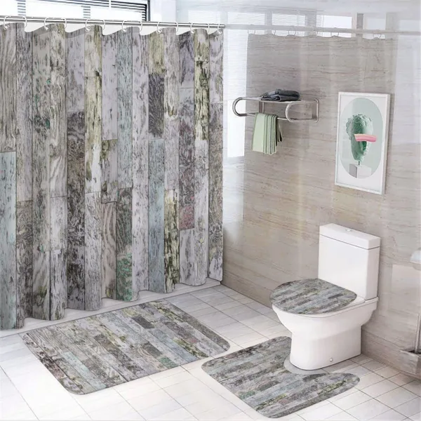 Pastel Oak Timber Boards on a shower curtain
