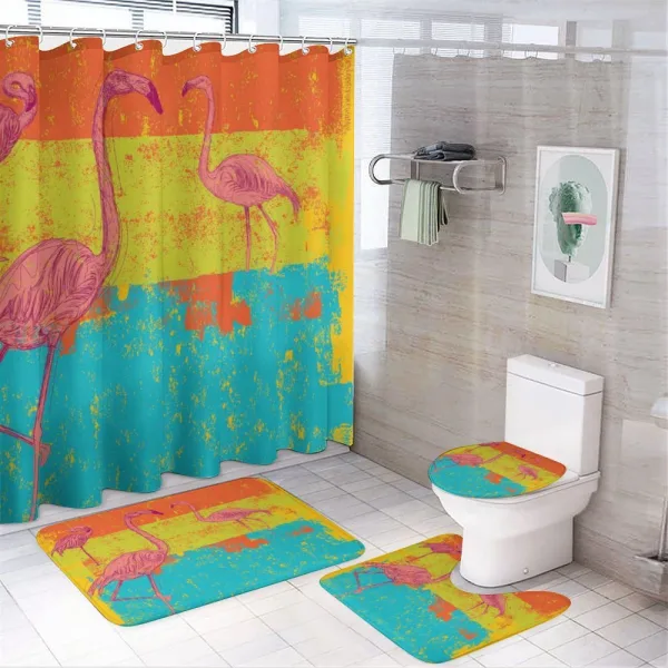 Retro Vintage Flamingo on a shower curtain