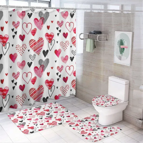 Various Heart Shapes on a shower curtain