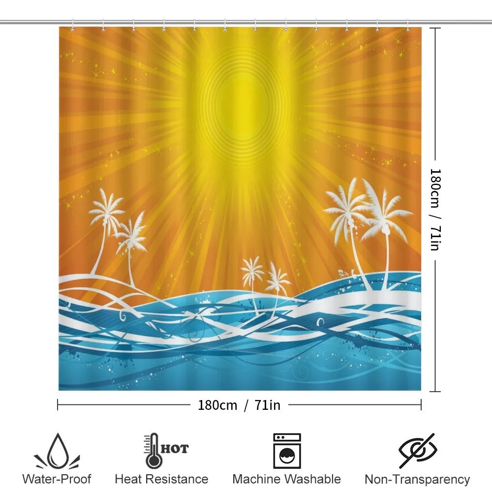Wavy Ocean Palm Trees Lines — Detail 2