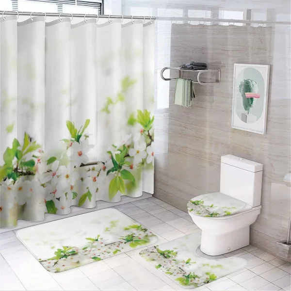 White Spring Blossoms on a shower curtain