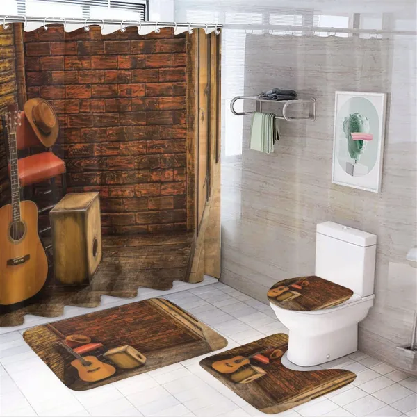 Wooden Stage Pub Cafe on a shower curtain