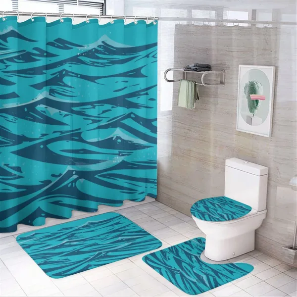 Abstract Waves Art on a shower curtain