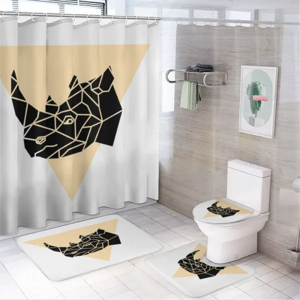 Angular Animal Design Graphic on a shower curtain