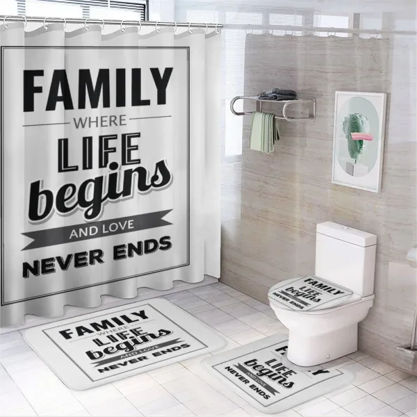 Family Phrase Motivation on a shower curtain