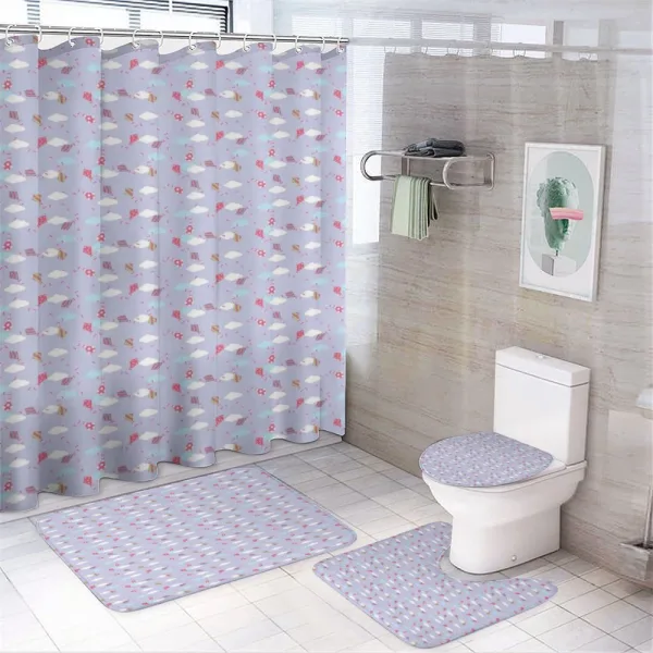 Flowers Spirals Wavy Stripes on a shower curtain