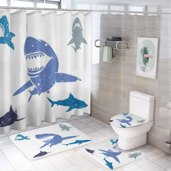 Grunge Sharks Wildlife on a shower curtain