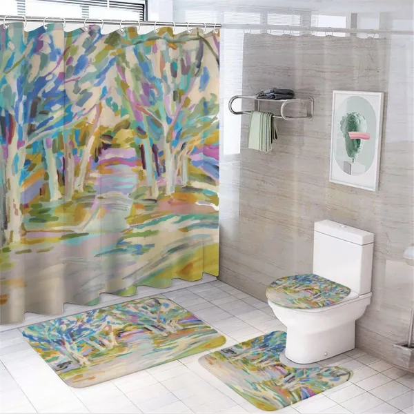 Leafless Trees Pastel Tone on a shower curtain