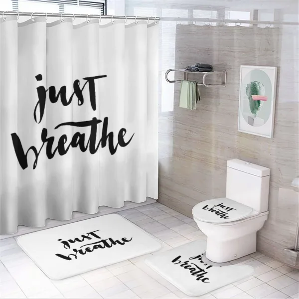 Modern Lettering on a shower curtain