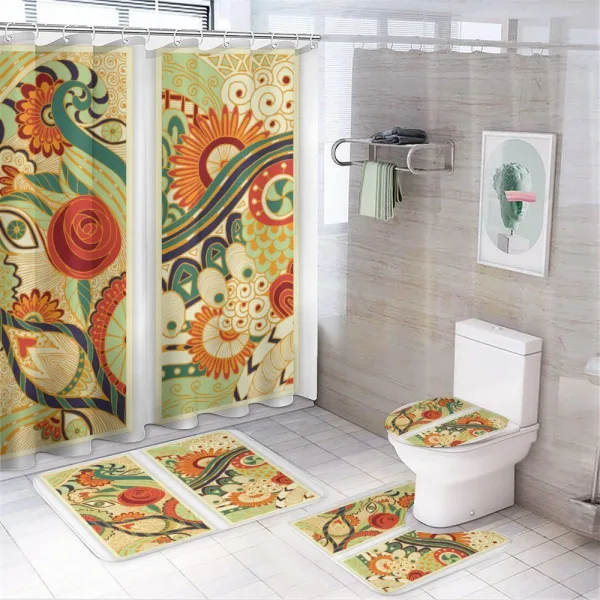Mosaic Floral Composition Art on a shower curtain