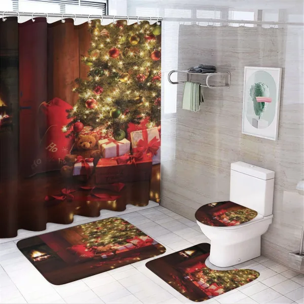 New Year Xmas Trees on a shower curtain