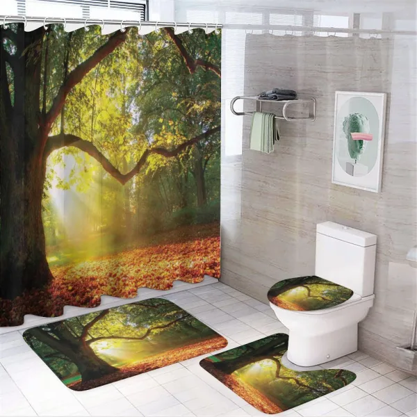 Oak Autumn Leaves Hazy on a shower curtain