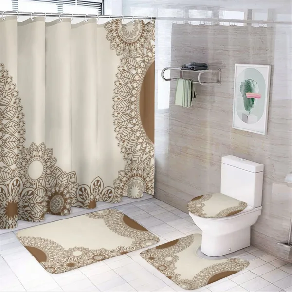 Old Fashioned Mandala Art on a shower curtain