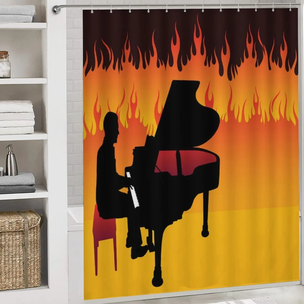 Pianist Man Playing on Flames — Detail 4