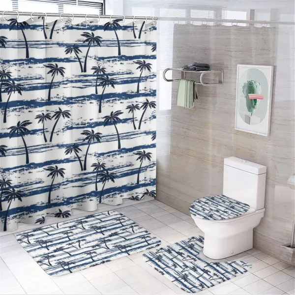 Romantic Sea and Palm on a shower curtain