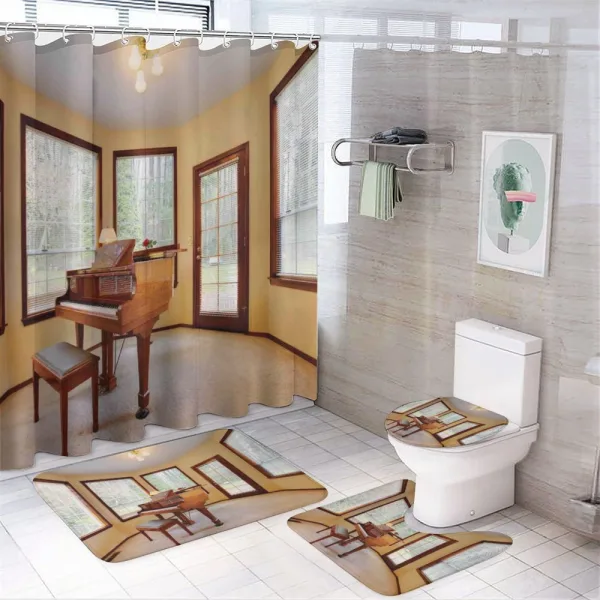 Round Room with Piano on a shower curtain