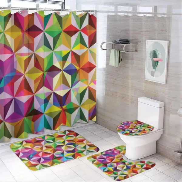 Sixties Rainbow Cubes on a shower curtain