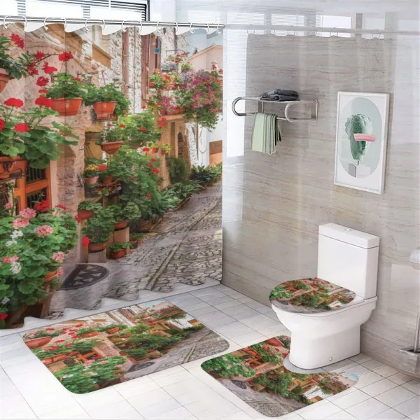 Small Medieval Town on a shower curtain