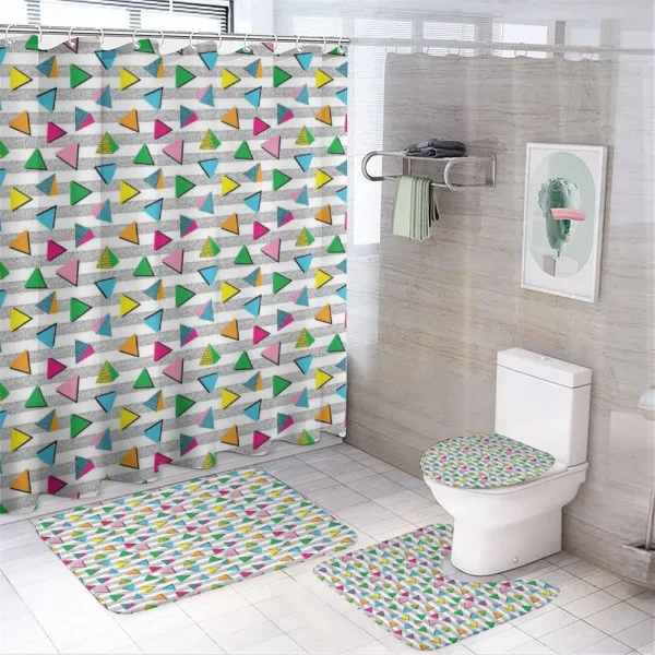 Triangles Dots Spouts on a shower curtain