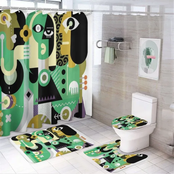 2 Men and a Sad Woman on a shower curtain