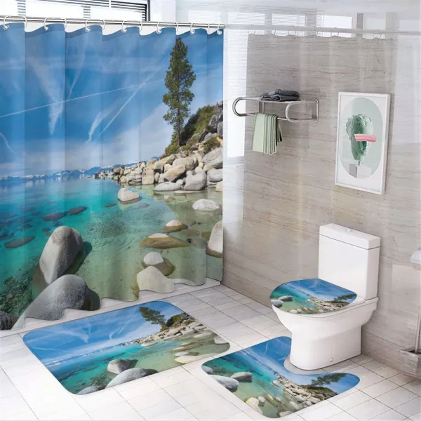 Coastal Tropical Tahoe on a shower curtain