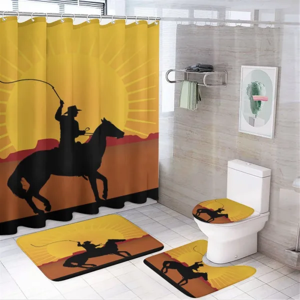 Cowboy on Horse Shade on a shower curtain