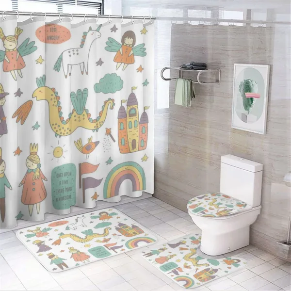 Doodle Dragon and King on a shower curtain